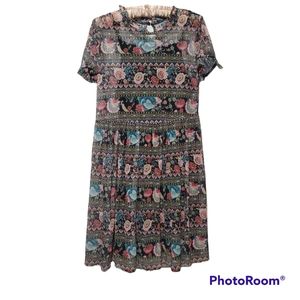 Art Class Layered Sheer Dark Floral Dress